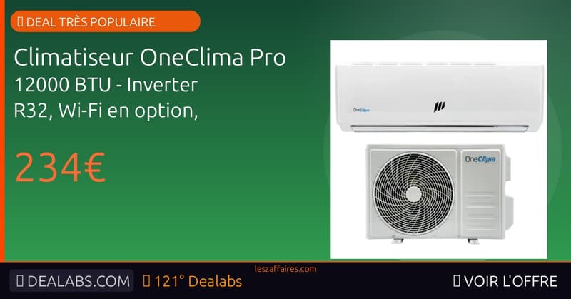 Climatiseur OneClima Pro 12000 BTU - Inverter R32, Wi-Fi en option, A++ froid, A+ chauffage (climaconvenienza.it)