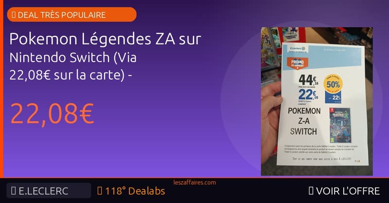 Pokemon Légendes ZA sur Nintendo Switch (Via 22,08€ sur la carte) - Leclerc Saint Médard en jalles (33)