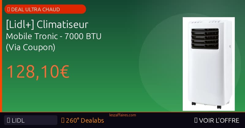 [Lidl+] Climatiseur Mobile Tronic - 7000 BTU (Via Coupon)